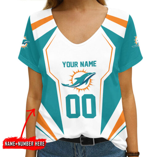 Miami Dolphins Personalized V-neck Women T-shirt AGC93