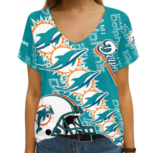 Miami Dolphins Personalized V-neck Women T-shirt AGC96