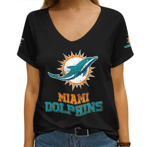 Miami Dolphins Personalized V-neck Women T-shirt AGCWTS124