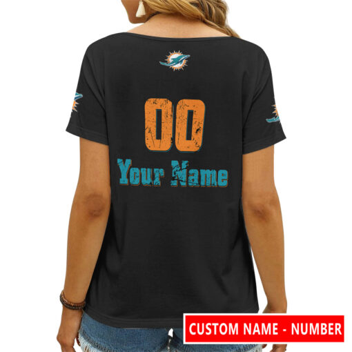 Miami Dolphins Personalized V-neck Women T-shirt AGCWTS124