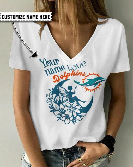 Miami Dolphins Personalized V-neck Women T-shirt BG531