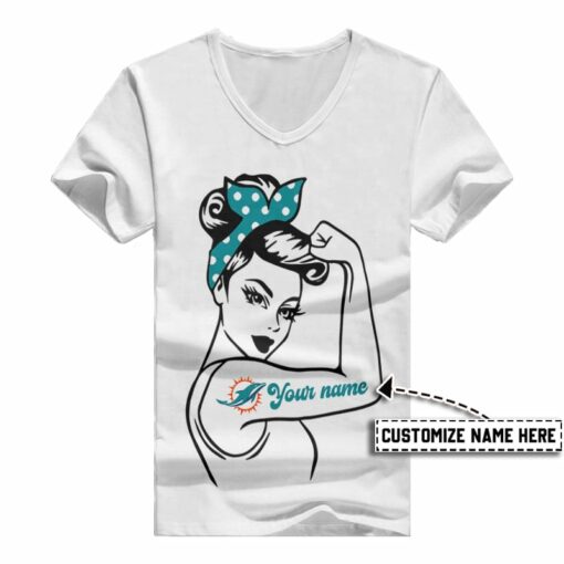 Miami Dolphins Personalized V-neck Women T-shirt BG537