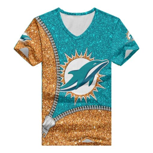 Miami Dolphins Personalized V-neck Women T-shirt BG680