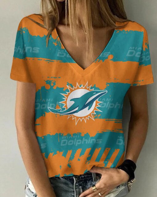 Miami Dolphins Summer V-neck Women T-shirt BG181