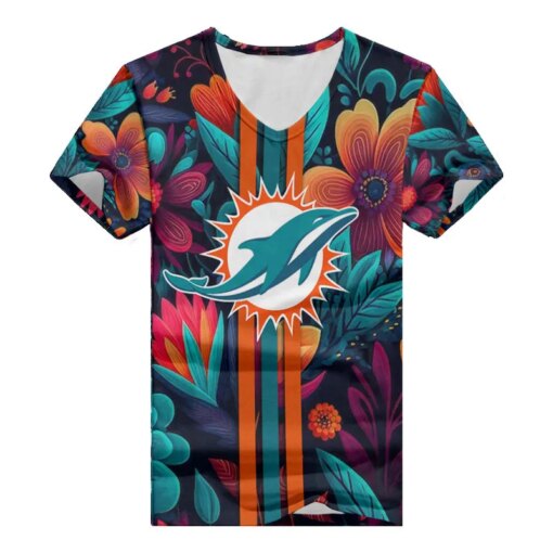 Miami Dolphins Summer V-neck Women T-shirt BG412