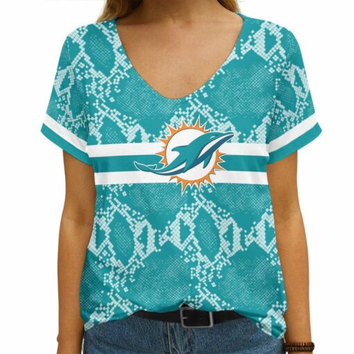 Miami Dolphins V-neck Women T-shirt