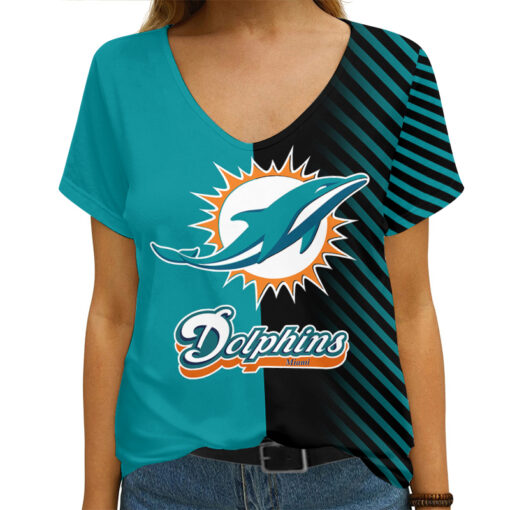 Miami Dolphins V-neck Women T-shirt AGCWTS143