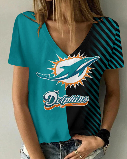 Miami Dolphins V-neck Women T-shirt AGCWTS143