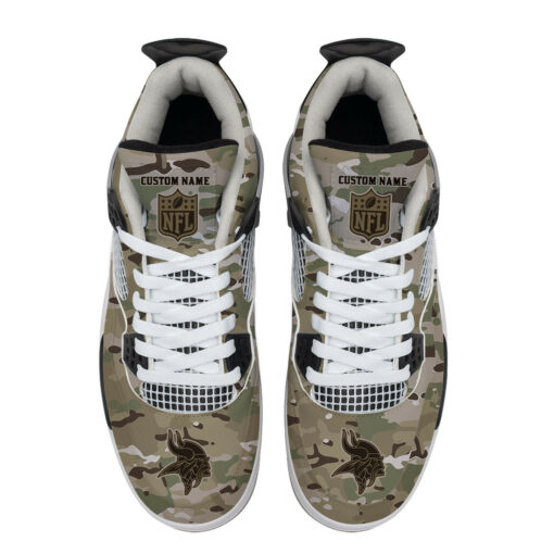 Minnesota Vikings Camo Personalized AJ4 Sneaker BG27