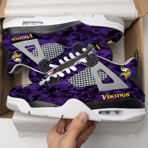 Minnesota Vikings Camo Personalized AJ4 Sneaker BG75