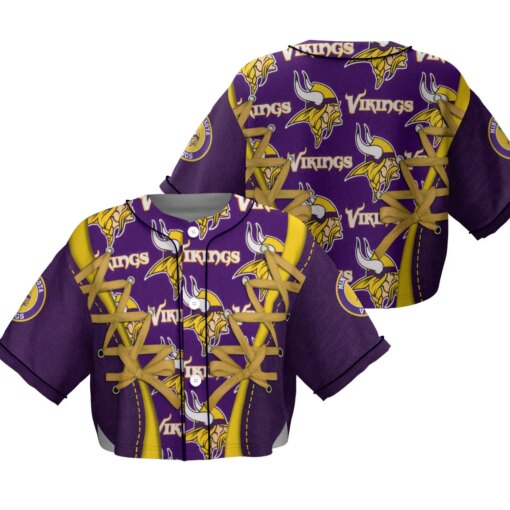 Minnesota Vikings Crop Top Baseball Jersey 76