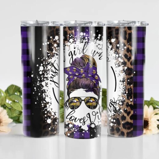 Minnesota Vikings Glitter Tumbler With Stainless Steel Straw BG07