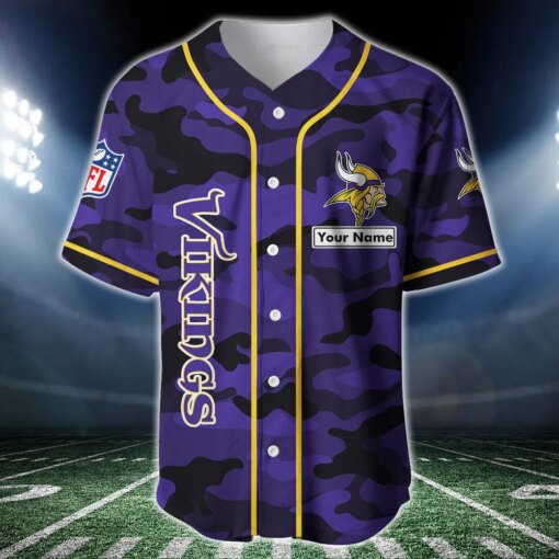 Minnesota Vikings Personalized Baseball Jersey BG203