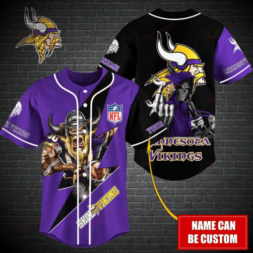 Minnesota Vikings Personalized Baseball Jersey BG484