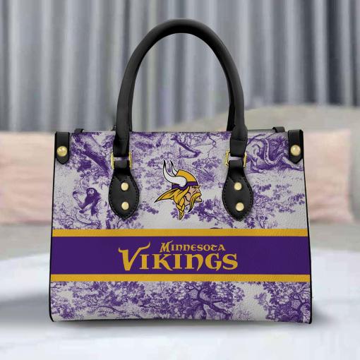 Minnesota Vikings Personalized Leather Hand Bag BB319