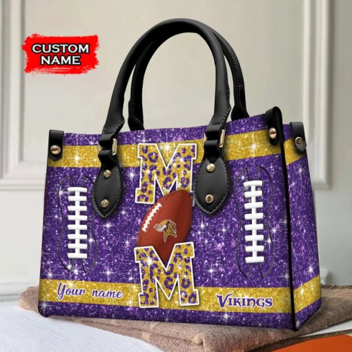 Minnesota Vikings Personalized Leather Hand Bag BBLTHB588