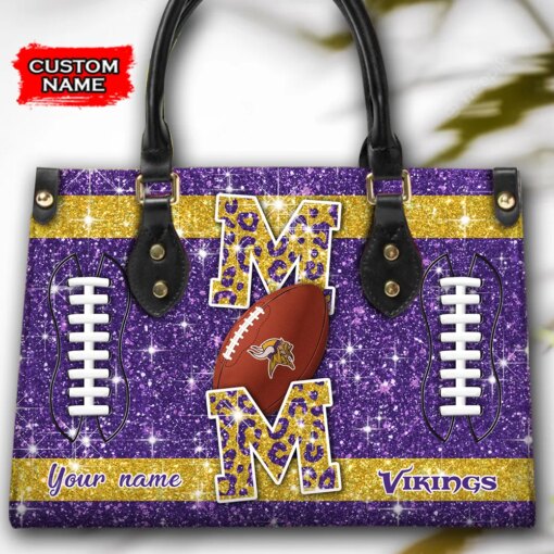 Minnesota Vikings Personalized Leather Hand Bag BBLTHB588