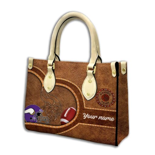 Minnesota Vikings Personalized Leather Hand Bag BBLTHB620