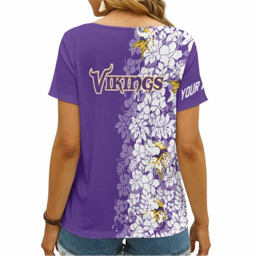 Minnesota Vikings Personalized V-neck Women T-shirt