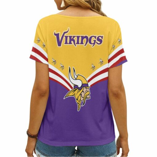 Minnesota Vikings Personalized V-neck Women T-shirt