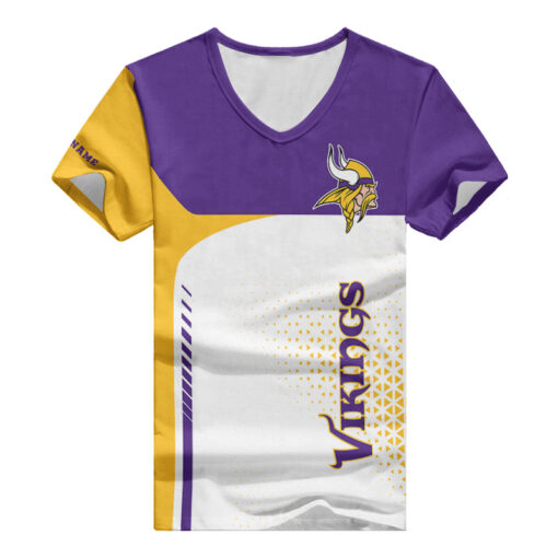 Minnesota Vikings Personalized V-neck Women T-shirt AGC25