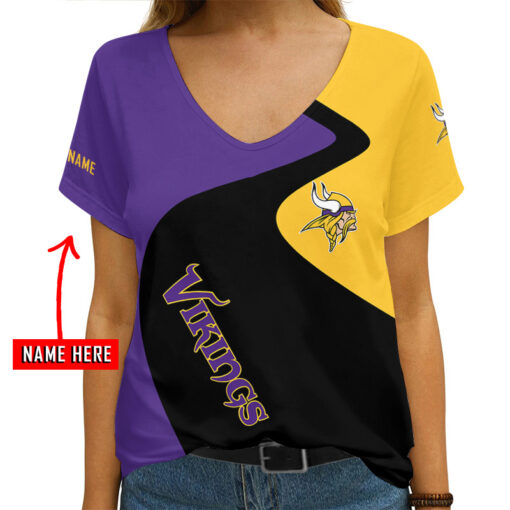 Minnesota Vikings Personalized V-neck Women T-shirt AGC79