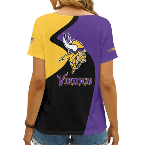 Minnesota Vikings Personalized V-neck Women T-shirt AGC79