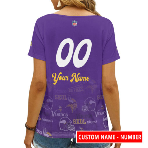 Minnesota Vikings Personalized V-neck Women T-shirt AGCWTS142