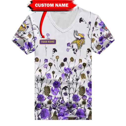 Minnesota Vikings Personalized V-neck Women T-shirt BG576