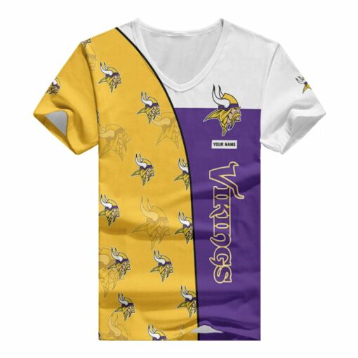 Minnesota Vikings Personalized V-neck Women T-shirt BG903