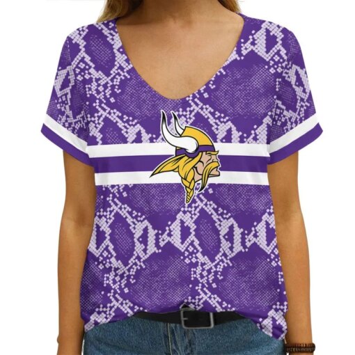 Minnesota Vikings V-neck Women T-shirt