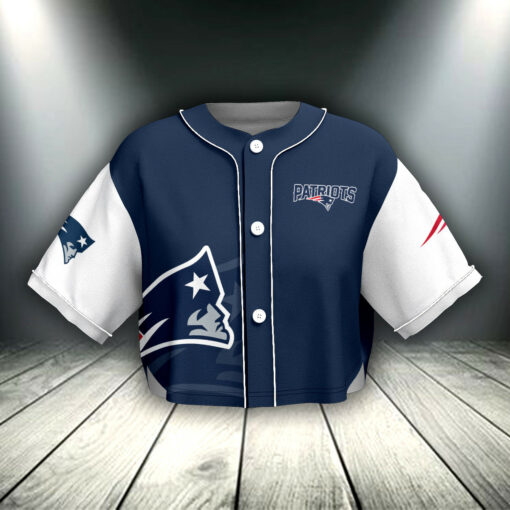 New England Patriots Crop Top Baseball Jersey 20