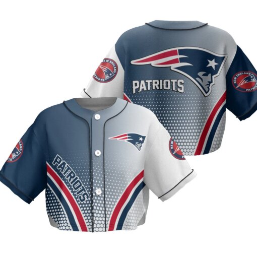 New England Patriots Crop Top Baseball Jersey 51