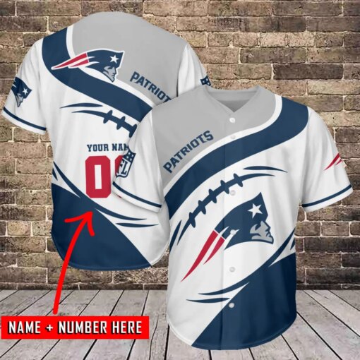 New England Patriots Personalized Baseball Jersey BG534