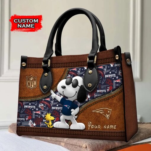 New England Patriots Personalized Leather Hand Bag BBLTHB557