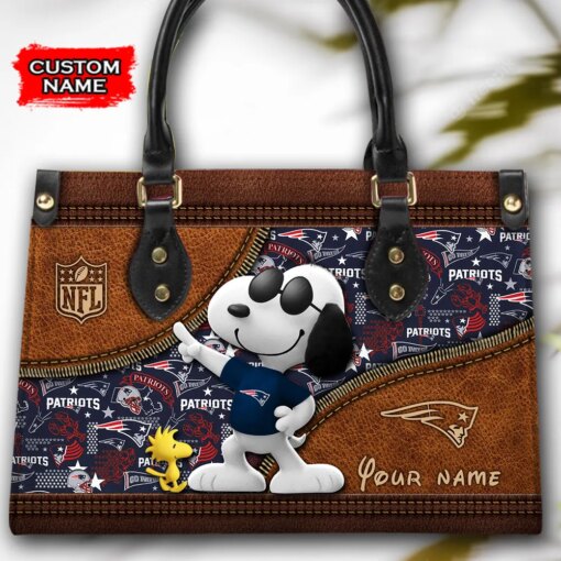 New England Patriots Personalized Leather Hand Bag BBLTHB557