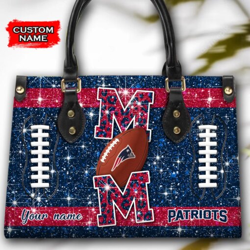 New England Patriots Personalized Leather Hand Bag BBLTHB589