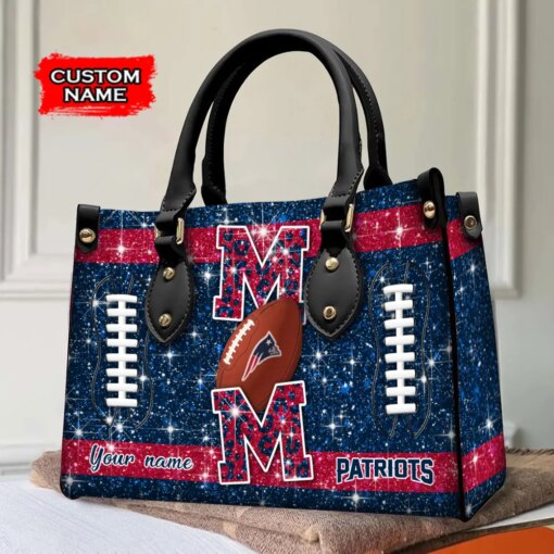 New England Patriots Personalized Leather Hand Bag BBLTHB589