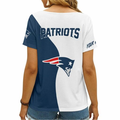 New England Patriots Personalized V-neck Women T-shirt