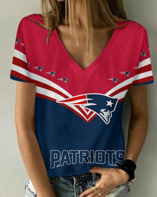 New England Patriots Personalized V-neck Women T-shirt