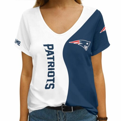 New England Patriots Personalized V-neck Women T-shirt