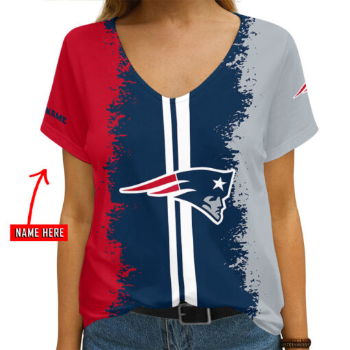 New England Patriots Personalized V-neck Women T-shirt AGC42