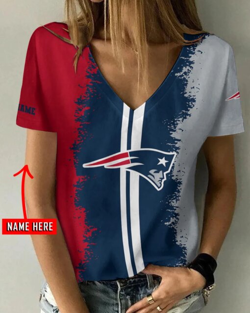 New England Patriots Personalized V-neck Women T-shirt AGC42