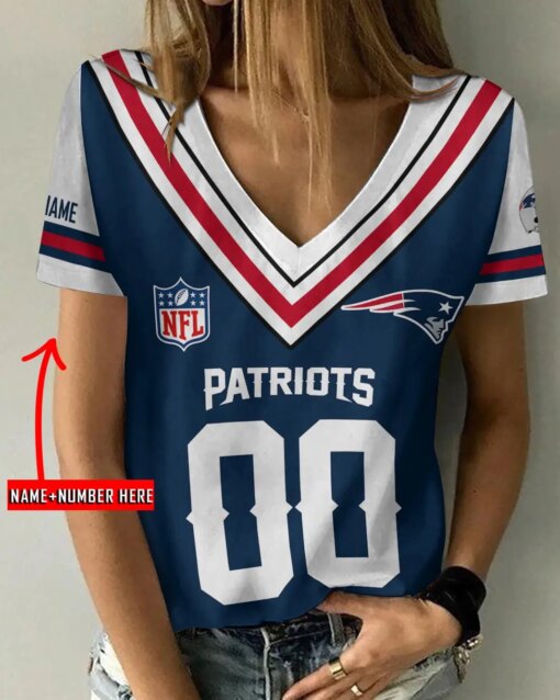 New England Patriots Personalized V-neck Women T-shirt BG772