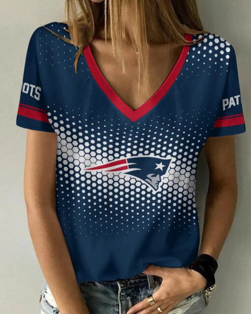 New England Patriots Summer V-neck Women T-shirt 123