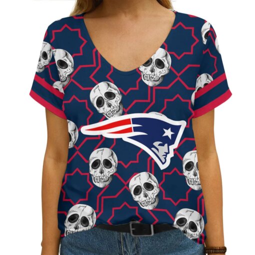 New England Patriots Summer V-neck Women T-shirt