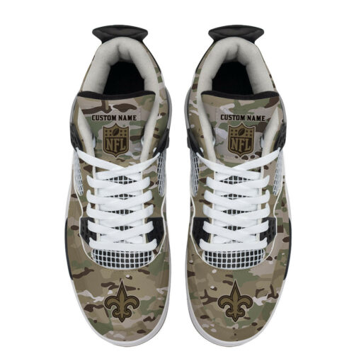 New Orleans Saints Camo Personalized AJ4 Sneakers BG15