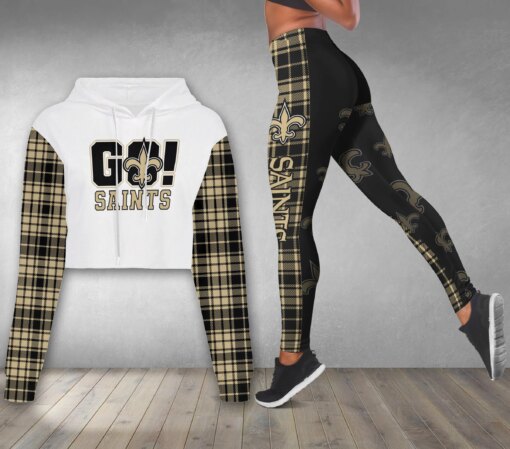 New Orleans Saints Combo Croptop Hoodie And Leggings AZCLG102+AZC2CHD102