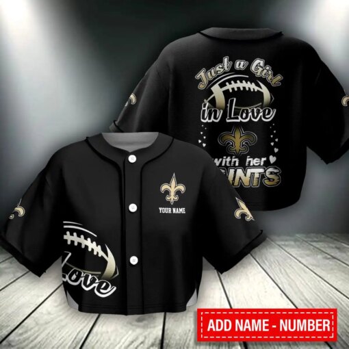 New Orleans Saints Crop Top Baseball Jersey 102