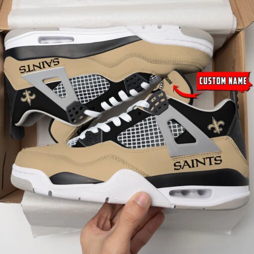 New Orleans Saints Personalized AJ4 Sneaker BG48